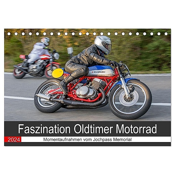 Faszination Oldtimer Motorrad - Momentaufnahmen vom Jochpass Memorial (Tischkalender 2024 DIN A5 quer), CALVENDO Monatskalender, Stephan Läufer