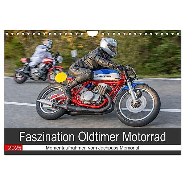 Faszination Oldtimer Motorrad - Momentaufnahmen vom Jochpass Memorial (Wandkalender 2025 DIN A4 quer), CALVENDO Monatskalender, Calvendo, Stephan Läufer