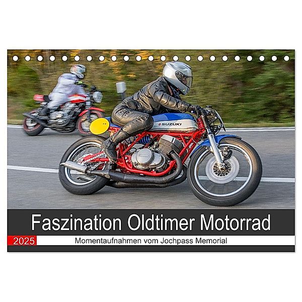 Faszination Oldtimer Motorrad - Momentaufnahmen vom Jochpass Memorial (Tischkalender 2025 DIN A5 quer), CALVENDO Monatskalender, Calvendo, Stephan Läufer