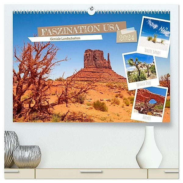 FASZINATION USA Geniale Landschaften (hochwertiger Premium Wandkalender 2024 DIN A2 quer), Kunstdruck in Hochglanz, Melanie Viola