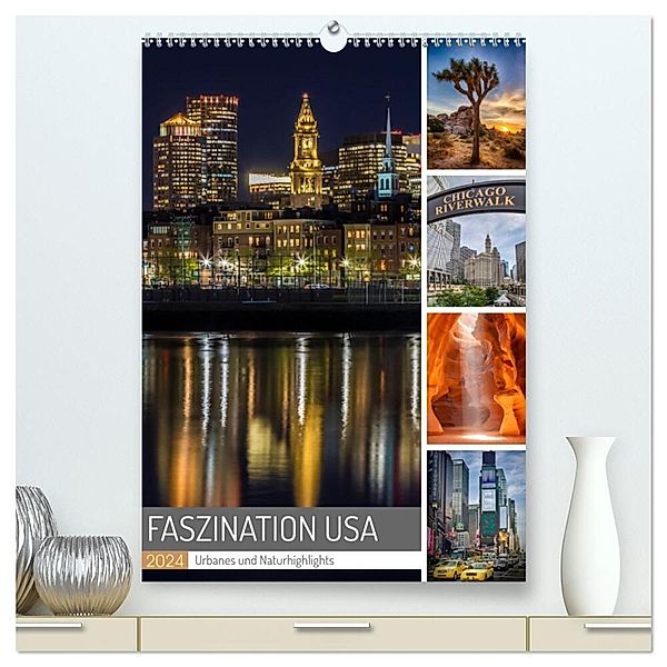 FASZINATION USA Urbanes und Naturhighlights (hochwertiger Premium Wandkalender 2024 DIN A2 hoch), Kunstdruck in Hochglanz, Melanie Viola