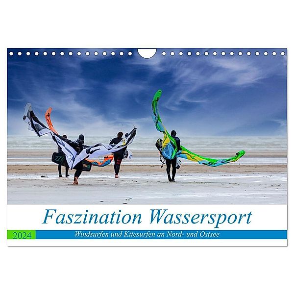 Faszination Wassersport - Windsurfen und Kitesurfen an Nord- und Ostsee (Wandkalender 2024 DIN A4 quer), CALVENDO Monatskalender, Manuela Falke