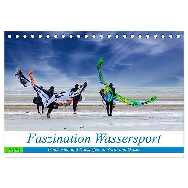 Faszination Wassersport - Windsurfen und Kitesurfen an Nord- und Ostsee (Tischkalender 2024 DIN A5 quer), CALVENDO Monatskalender, Manuela Falke