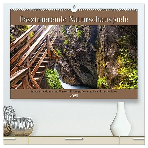 Faszinierende Naturschauspiele - imposante Klamm und Wasserfall Fotografie (hochwertiger Premium Wandkalender 2025 DIN A2 quer), Kunstdruck in Hochglanz, Calvendo, Thomas Rosier (Videografic)