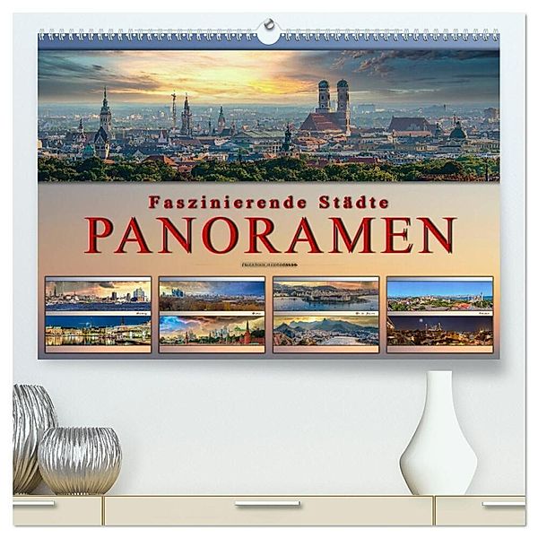 Faszinierende Städte, Panoramen (hochwertiger Premium Wandkalender 2024 DIN A2 quer), Kunstdruck in Hochglanz, Peter Roder