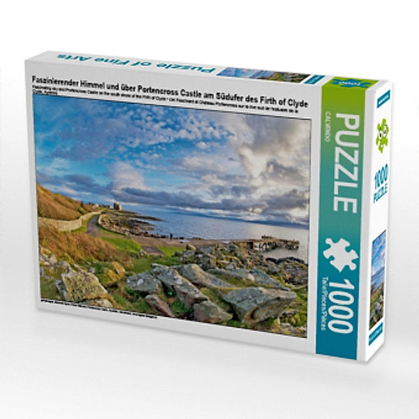 Faszinierender Himmel und über Portencross Castle am Südufer des Firth of Clyde (Puzzle), Calvendo