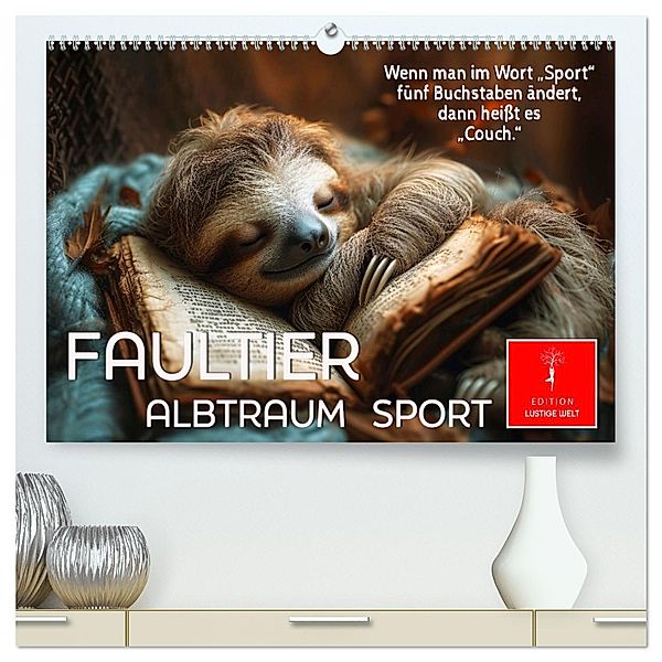 Faultier - Albtraum Sport (hochwertiger Premium Wandkalender 2025 DIN A2 quer), Kunstdruck in Hochglanz, Calvendo, Peter Roder