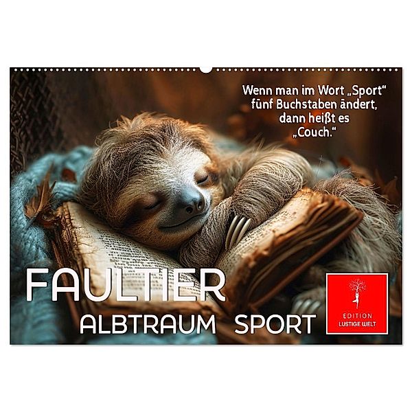 Faultier - Albtraum Sport (Wandkalender 2025 DIN A2 quer), CALVENDO Monatskalender, Calvendo, Peter Roder