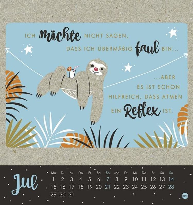 Faultier Postkartenkalender - Kalender 2019 - Kalender bestellen