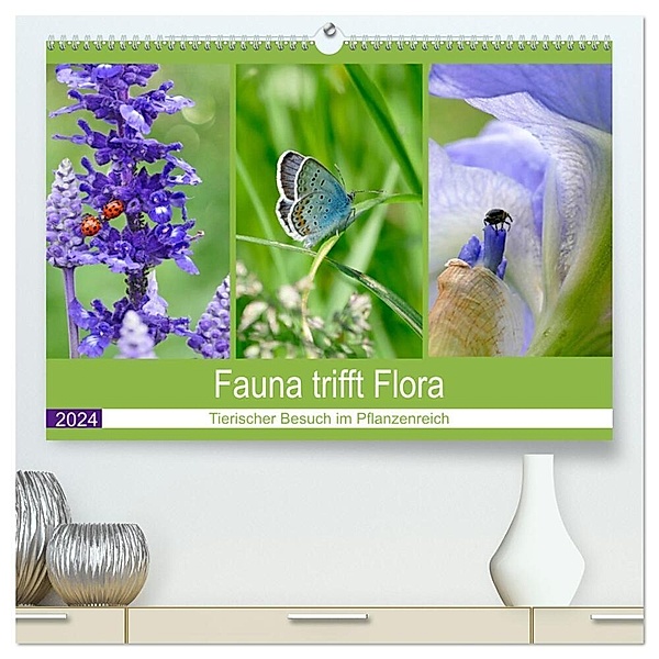 Fauna trifft Flora - Tierischer Besuch im Pflanzenreich (hochwertiger Premium Wandkalender 2024 DIN A2 quer), Kunstdruck in Hochglanz, Christine B-B Müller
