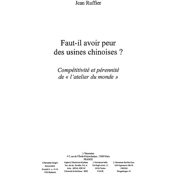 Faut-il avoir peur des usineschinoises / Hors-collection, Ruffier Jean