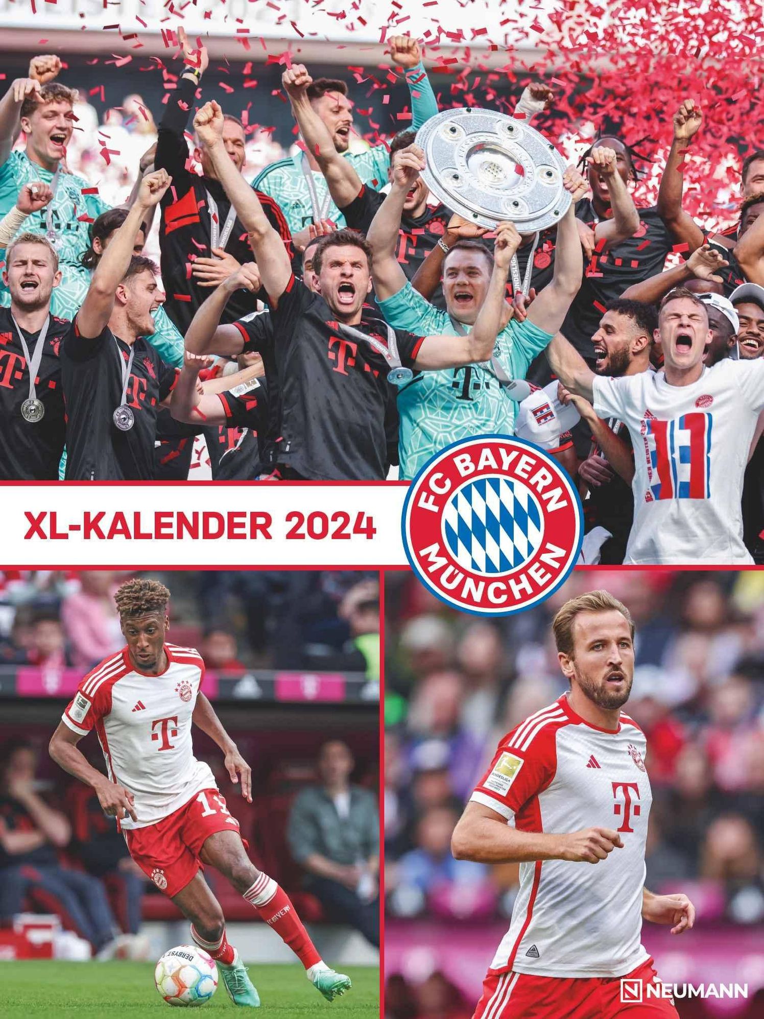 FC Bayern München 2024 - Poster-Kalender-XL - Fan-Kalender - Fußball- Kalender - 48x64 - Sport - Kalender bestellen