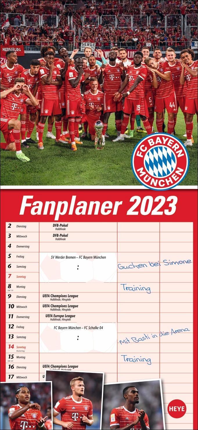 Spielergeburtstagen Wandkalender mit 3 Spalten Familienplaner Bundesliga FC Bayern München Fanplaner 2022 3-Monats-Ausblick Januar bis März 2023-16 x 34,7 cm 
