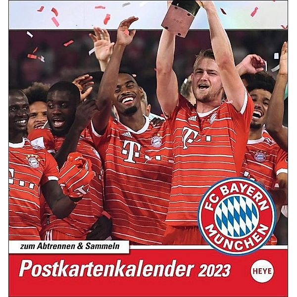 FC Bayern München Postkartenkalender 2023. Monats-Tischkalender zum Aufstellen mit den Stars des FC Bayern. Ein kleiner