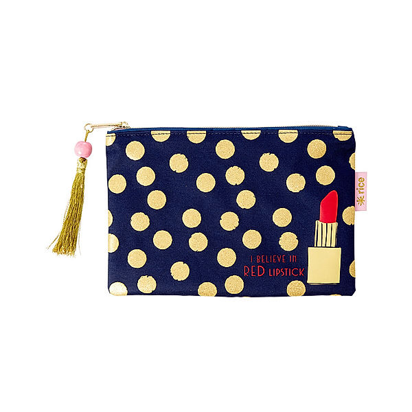 rice Federtasche GOLD DOTS AND LIPSTICK (22x15) in dunkelblau