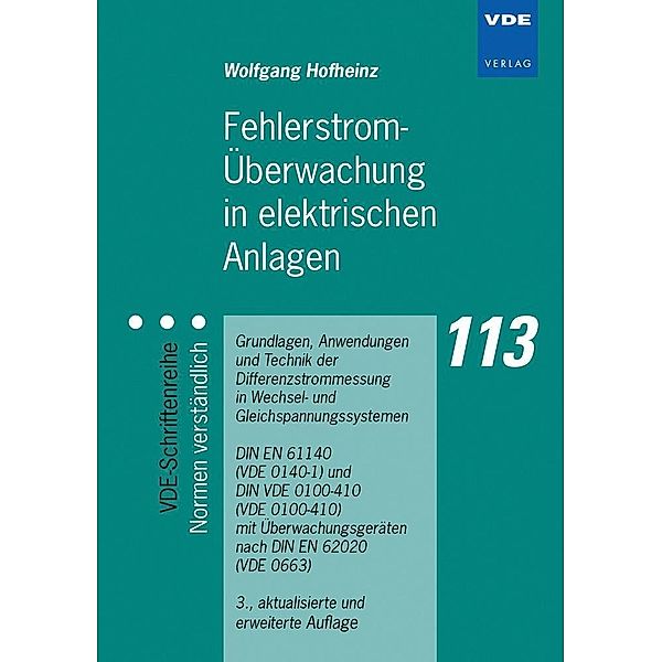 Fehlerstrom-Überwachung in elektrischen Anlagen, Wolfgang Hofheinz