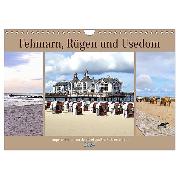 Fehmarn, Rügen und Usedom - Impressionen von den drei großen Ostseeinseln (Wandkalender 2024 DIN A4 quer), CALVENDO Monatskalender, Michaela Schimmack