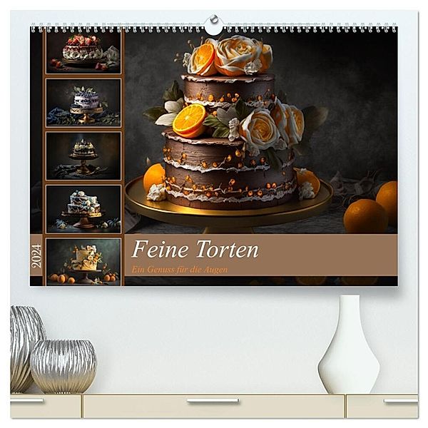 Feine Torten (hochwertiger Premium Wandkalender 2024 DIN A2 quer), Kunstdruck in Hochglanz, Dirk Meutzner