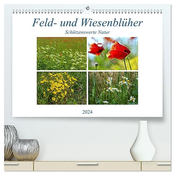 Feld- und Wiesenblüher Schützenswerte Natur (hochwertiger Premium Wandkalender 2024 DIN A2 quer), Kunstdruck in Hochglanz, Martina Marten