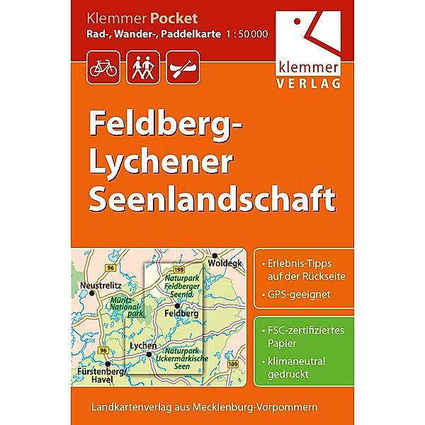 Feldberg - Lychener Seenlandschaft 1 : 50 000 Rad-, Wander- und Paddelkarte, Christian Kuhlmann, Thomas Wachter, Klaus Klemmer