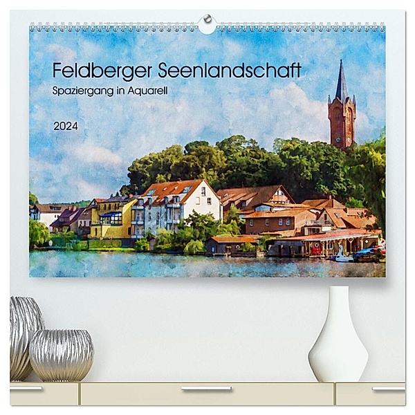 Feldberger Seenlandschaft - Spaziergang in Aquarell (hochwertiger Premium Wandkalender 2024 DIN A2 quer), Kunstdruck in Hochglanz, Kerstin Waurick