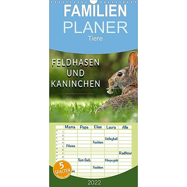 Feldhasen und Kaninchen - Familienplaner hoch (Wandkalender 2022 , 21 cm x 45 cm, hoch), Peter Roder