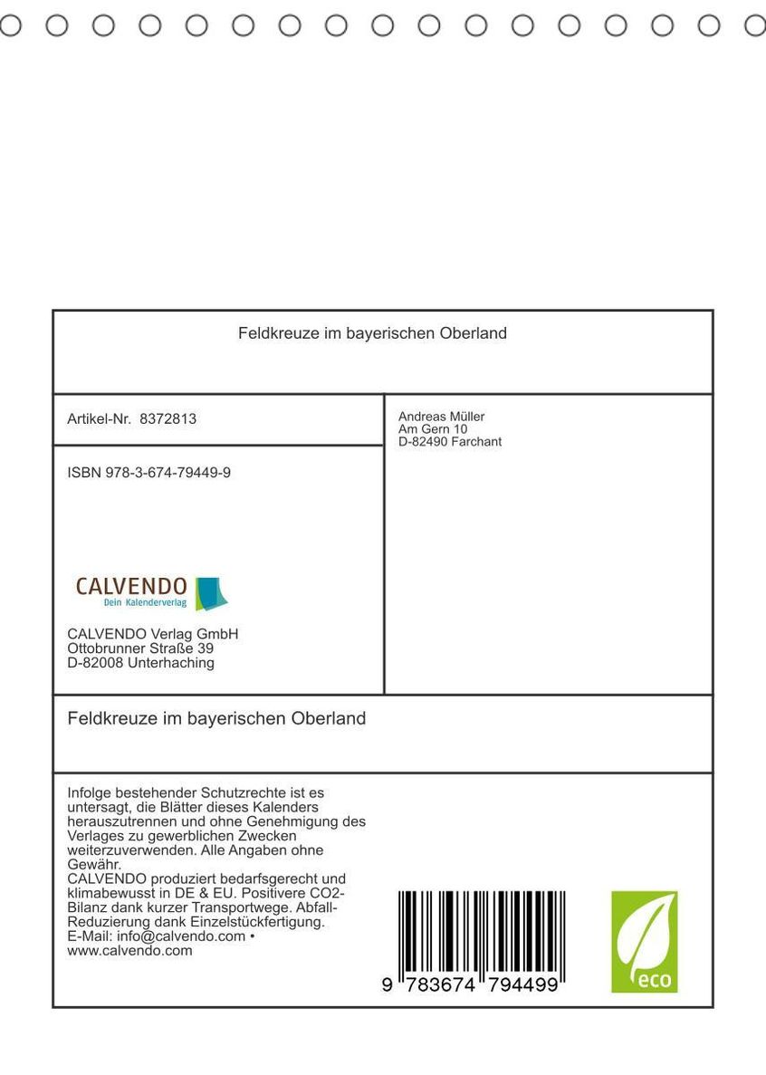 Feldkreuze im bayerischen Oberland Tischkalender 2023 DIN A5 hoch online  kaufen - Orbisana