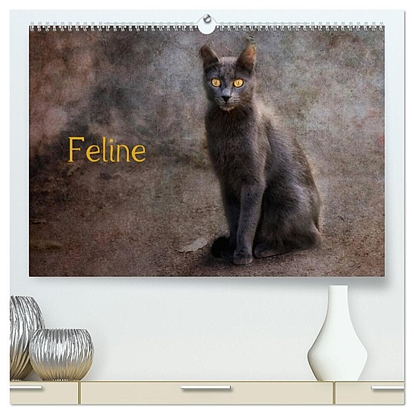 Feline (hochwertiger Premium Wandkalender 2024 DIN A2 quer), Kunstdruck in Hochglanz, Claudia Möckel / Lucy L!u