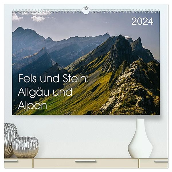 Fels und Stamm: Allgäu und Alpen (hochwertiger Premium Wandkalender 2024 DIN A2 quer), Kunstdruck in Hochglanz, Simeon Trefoil
