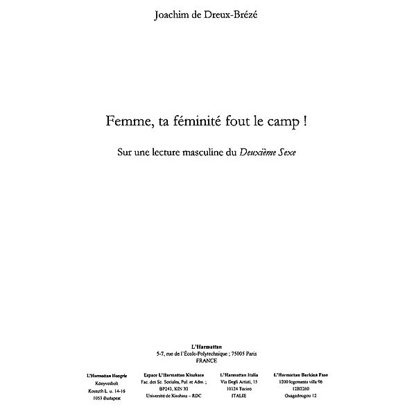 Femme ta feminite fout le camp / Hors-collection, de Dreux-Breze Joachim