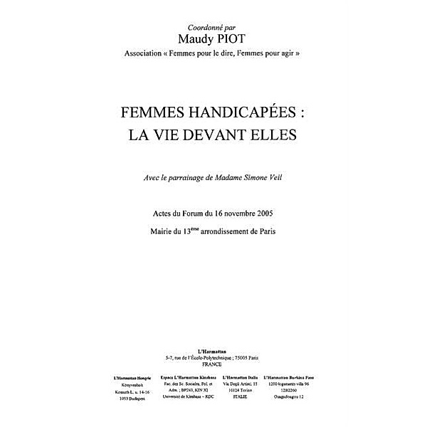 Femmes handicapees: la vie devant elles / Hors-collection, Veil Simone