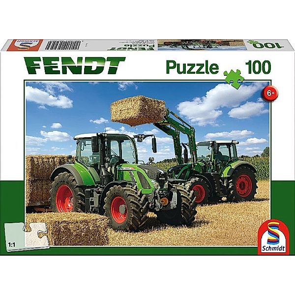 SCHMIDT SPIELE Fendt 724 Vario, Fendt 716 Vario mit Frontlader Cargo (Kinderpuzzle)