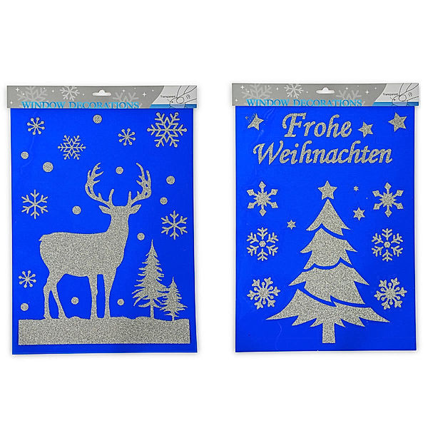 Fensterbild 2er Set, silberglitter