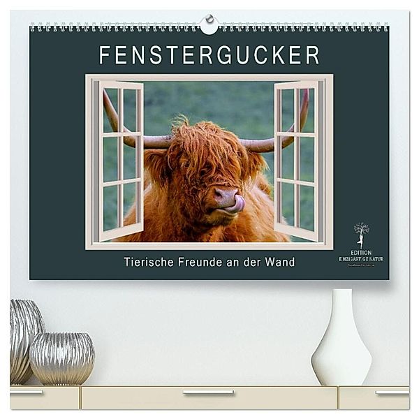 Fenstergucker - tierische Freunde an der Wand (hochwertiger Premium Wandkalender 2024 DIN A2 quer), Kunstdruck in Hochglanz, Peter Roder