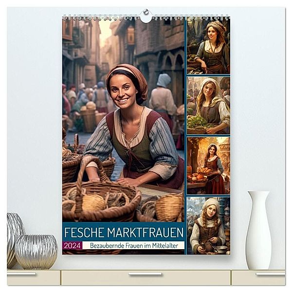 Fesche Marktfrauen (hochwertiger Premium Wandkalender 2024 DIN A2 hoch), Kunstdruck in Hochglanz, Sabine Löwer