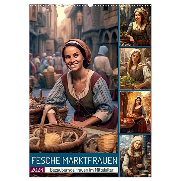 Fesche Marktfrauen (Wandkalender 2024 DIN A2 hoch), CALVENDO Monatskalender, Sabine Löwer