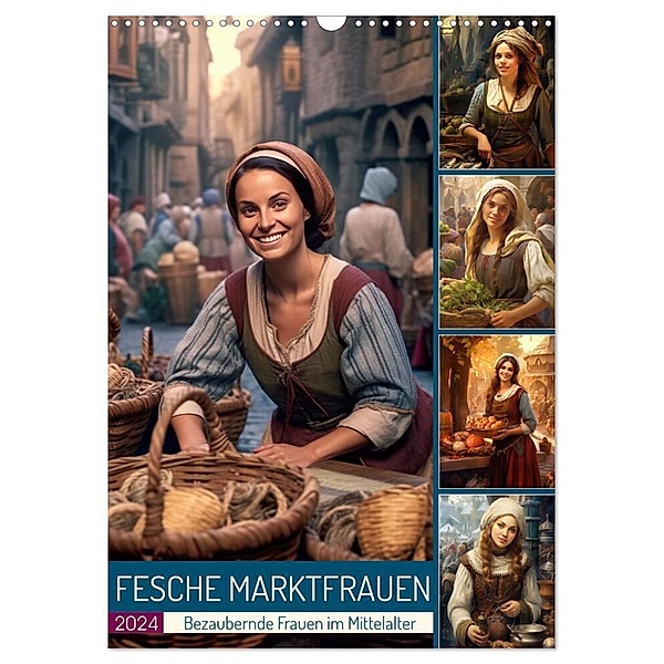 Fesche Marktfrauen (Wandkalender 2024 DIN A3 hoch), CALVENDO Monatskalender, Sabine Löwer