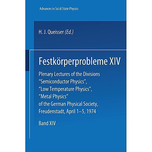 Festkörperprobleme 14 / Advances in Solid State Physics Bd.14