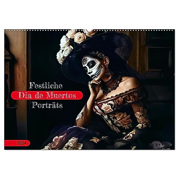 Festliche Dia de Muertos Porträts (Wandkalender 2024 DIN A2 quer), CALVENDO Monatskalender, Anja Frost