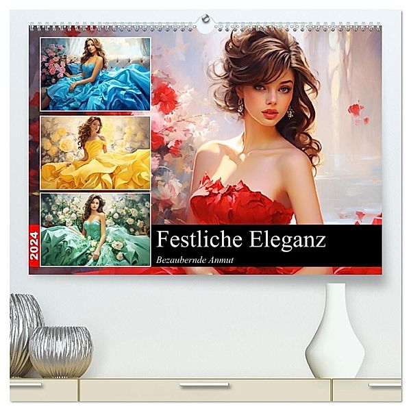Festliche Eleganz. Bezaubernde Anmut (hochwertiger Premium Wandkalender 2024 DIN A2 quer), Kunstdruck in Hochglanz, Rose Hurley