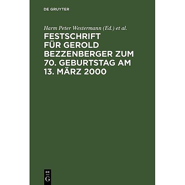 Festschrift für Gerold Bezzenberger zum 70. Geburtstag am 13. März 2000