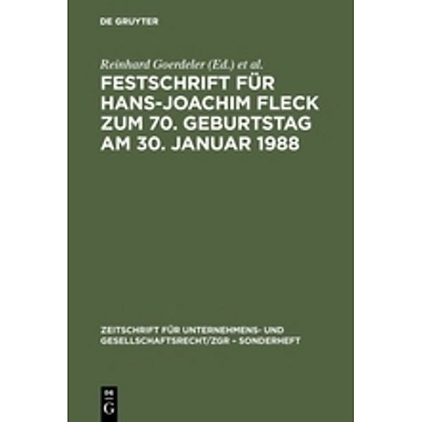 Festschrift für Hans-Joachim Fleck zum 70. Geburtstag am 30. Januar 1988