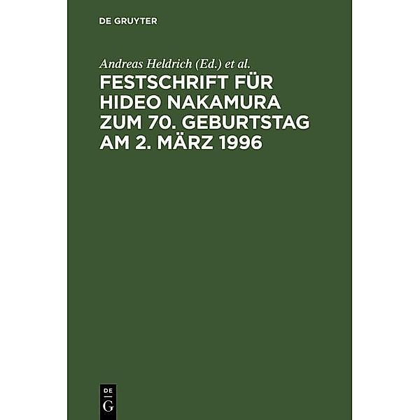 Festschrift für Hideo Nakamura zum 70. Geburtstag am 2. März 1996