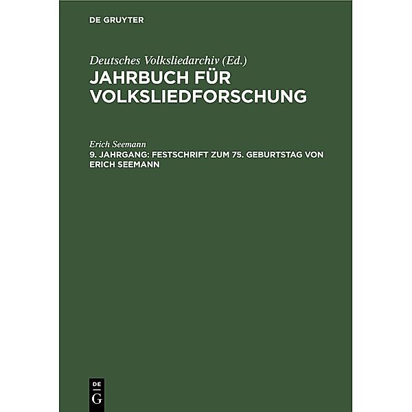 Festschrift zum 75. Geburtstag von Erich Seemann, Erich Seemann