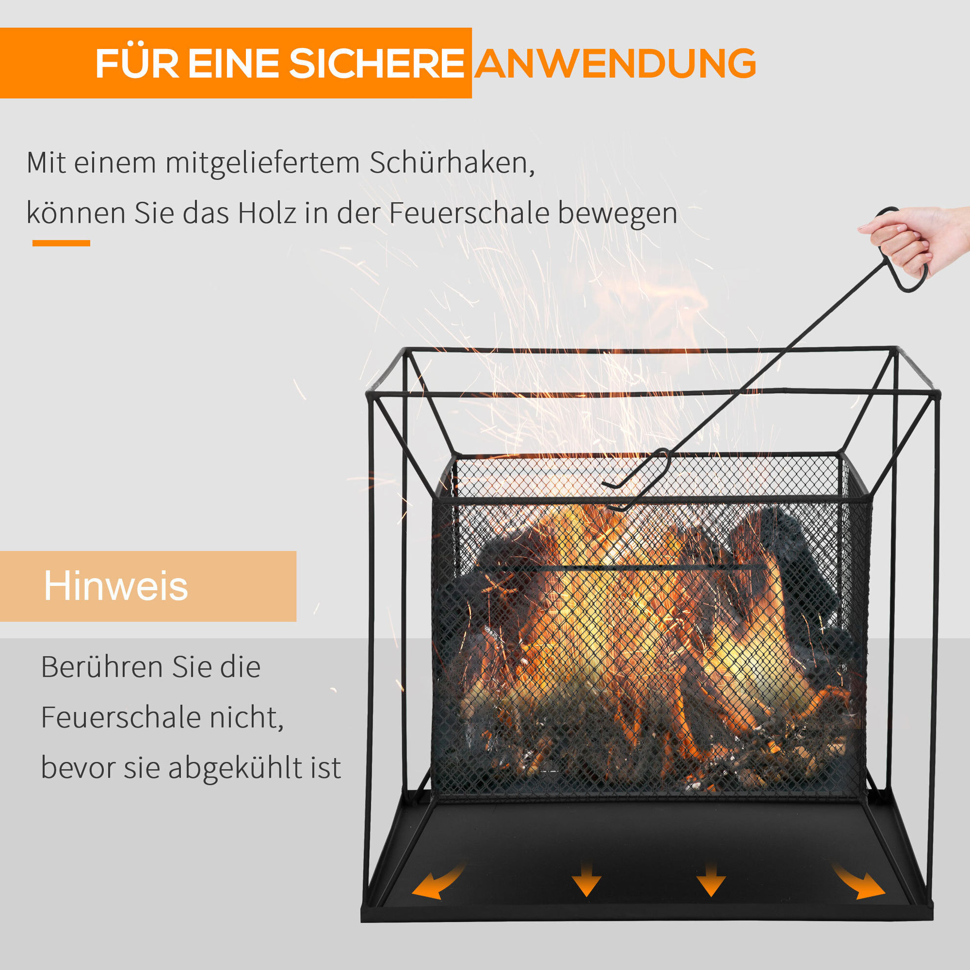 Feuerschale mit Schürhaken und hänge Aufhängung schwarz Farbe: schwarz |  Weltbild.de