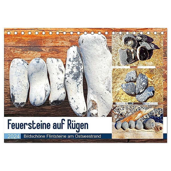 Feuersteine auf Rügen - Bildschöne Flintsteine am Ostseestrand (Tischkalender 2024 DIN A5 quer), CALVENDO Monatskalender, Michaela Schimmack