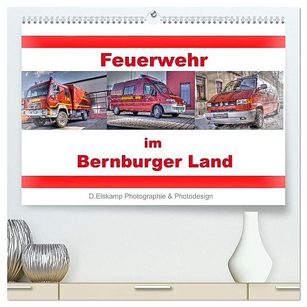 Feuerwehr im Bernburger Land (hochwertiger Premium Wandkalender 2025 DIN A2 quer), Kunstdruck in Hochglanz, Calvendo, Danny Elskamp