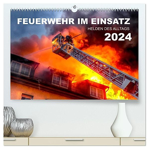 FEUERWEHR IM EINSATZ (hochwertiger Premium Wandkalender 2024 DIN A2 quer), Kunstdruck in Hochglanz, MH CONNECT 112 Marcus Heinz