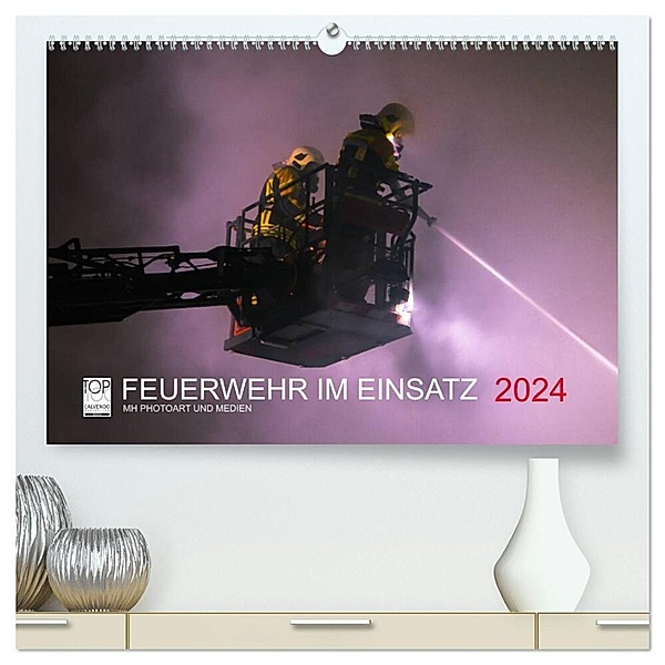 FEUERWEHR IM EINSATZ (hochwertiger Premium Wandkalender 2024 DIN A2 quer), Kunstdruck in Hochglanz, Marcus Heinz