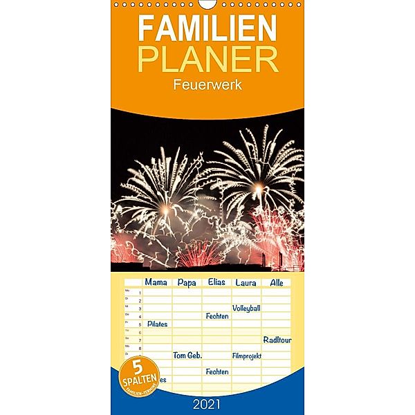 Feuerwerk - Familienplaner hoch (Wandkalender 2021 , 21 cm x 45 cm, hoch), Tim E. Klein